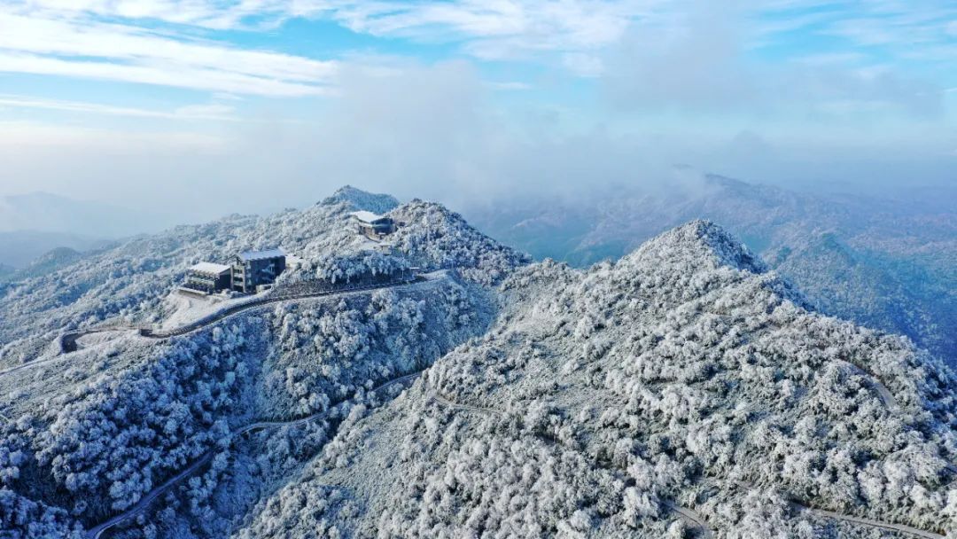 雪后天晴洁白冰雪点靓泸州之巅罗汉林